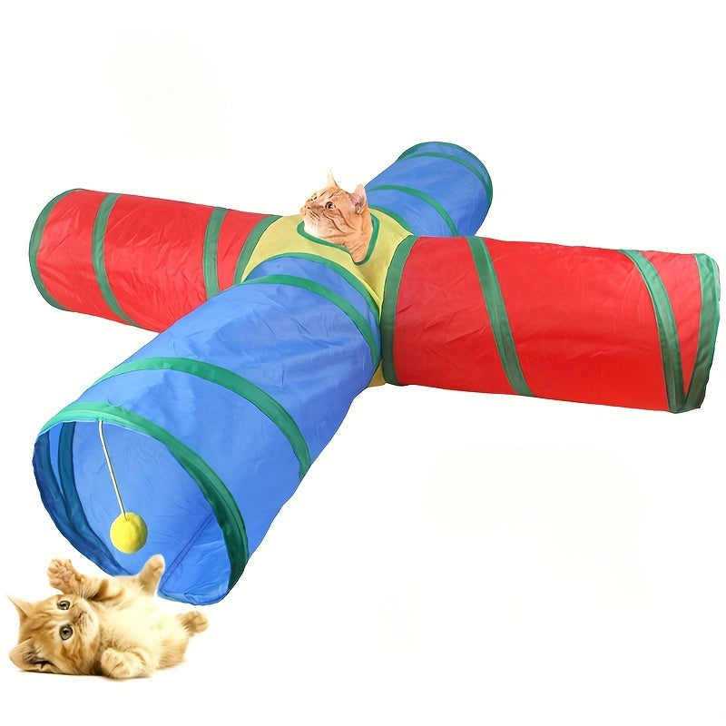 Four-way Cat Tunnel Dog Training Tunnel, Foldable Storage Tunnel, Pet Toy, Play Tunnel, Cat Interactive Toy