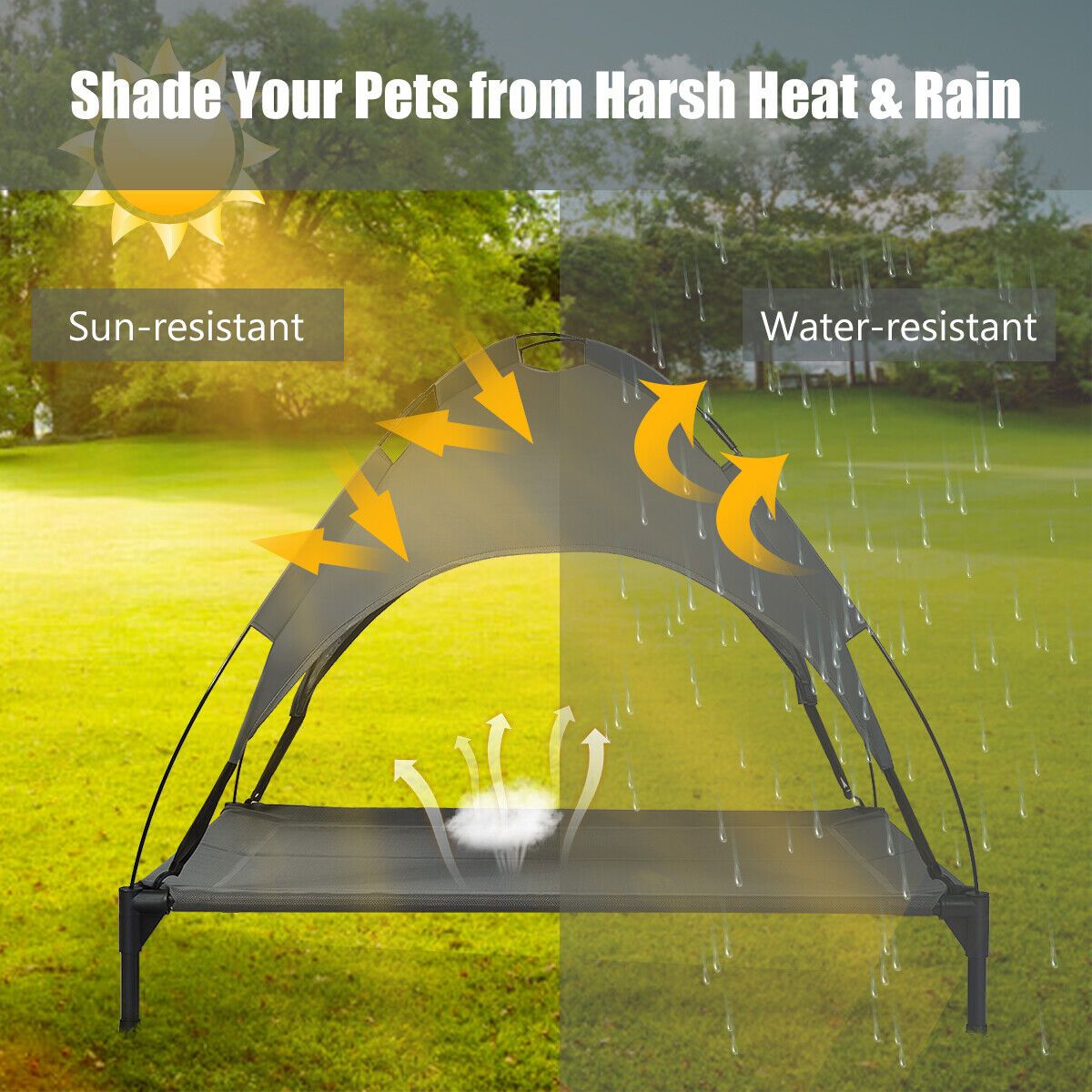 Costway Exlarge Elevated Raised Dog Pet Bed Cot Puppy Tent Waterproof Removeable Canopy