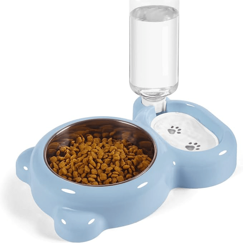 This Double Bowl Set & Automatic Water Dispenser Bottle for Keeping Your Pet Hydrated & Fed