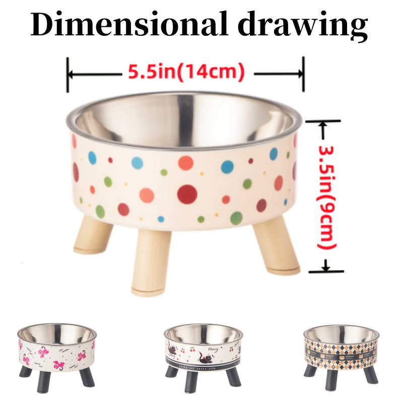 Cat Bowl, Elevated Stainless Steel Feeder with Non-Slip Base, 13.5 Ounce Cat Water Bowl, Pet Feeding or Water Bowl, Suitable for Cats and Small Dogs Feeding Bowl for Neck Protection