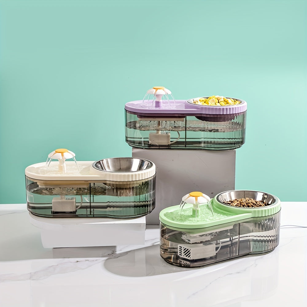 1pc PetPure Automatic Cat Water Dispenser and Elevated Feeder, 3L/101oz Stainless Steel, USB Powered, ≤36V, No Battery, Large Capacity Drinking Fountain for Cats and Small Dogs, Promotes Hydration & Healthy Eating