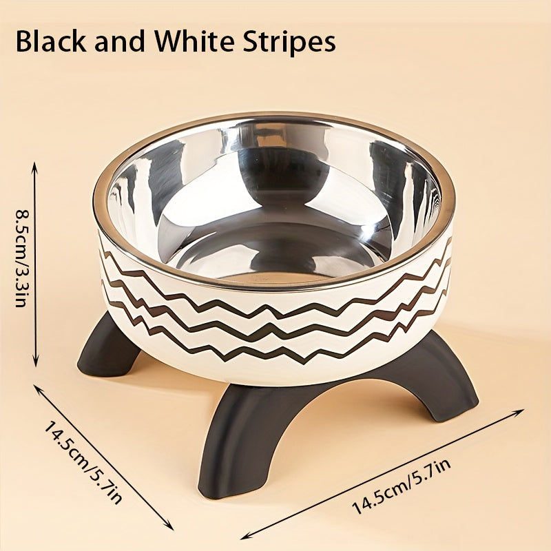 Elevated Stainless Steel Pet Bowl with Cute Pattern - Non-Slip, Spill-Proof Design for Small Dogs & Cats