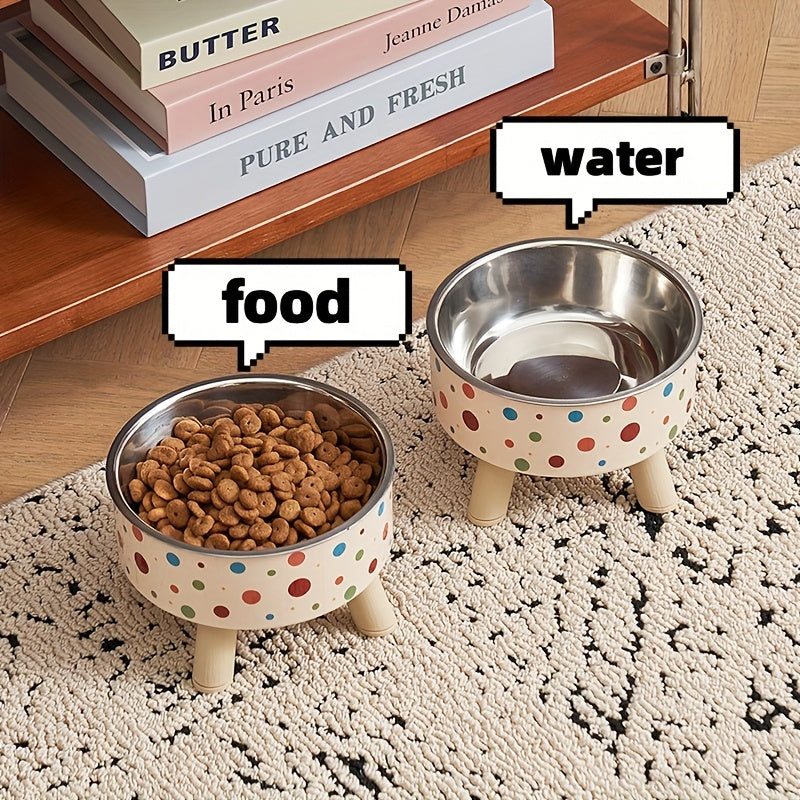 Cat Bowl, Elevated Stainless Steel Feeder with Non-Slip Base, 13.5 Ounce Cat Water Bowl, Pet Feeding or Water Bowl, Suitable for Cats and Small Dogs Feeding Bowl for Neck Protection