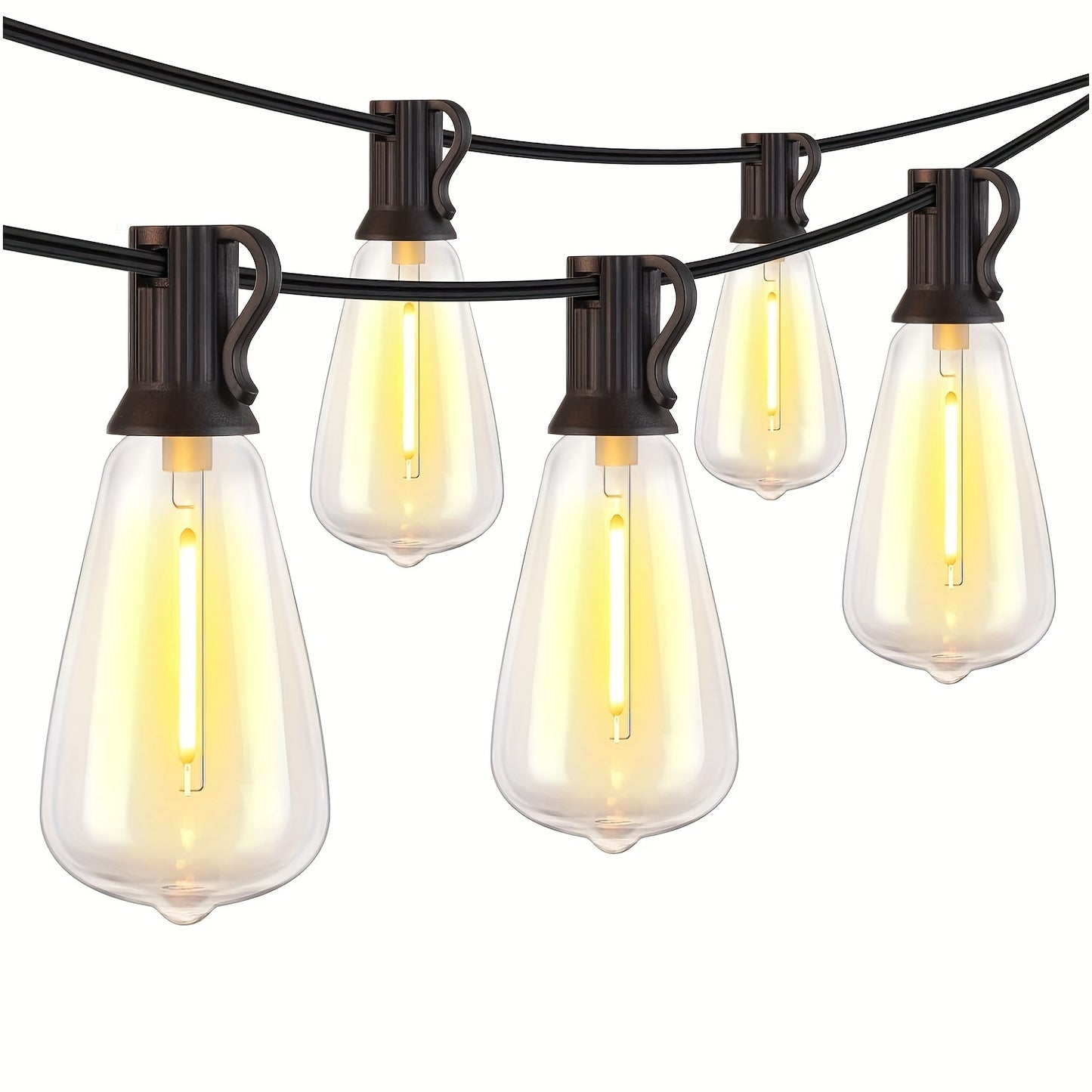 150FT LED Outdoor String Lights, Patio Deck Lights With 60+2 Shatterproof ST38 Edison Bulbs, Dimmable Warm White Outside Hanging Lights Connectable For Yard Backyard Porch Garden (Optional 50FT)