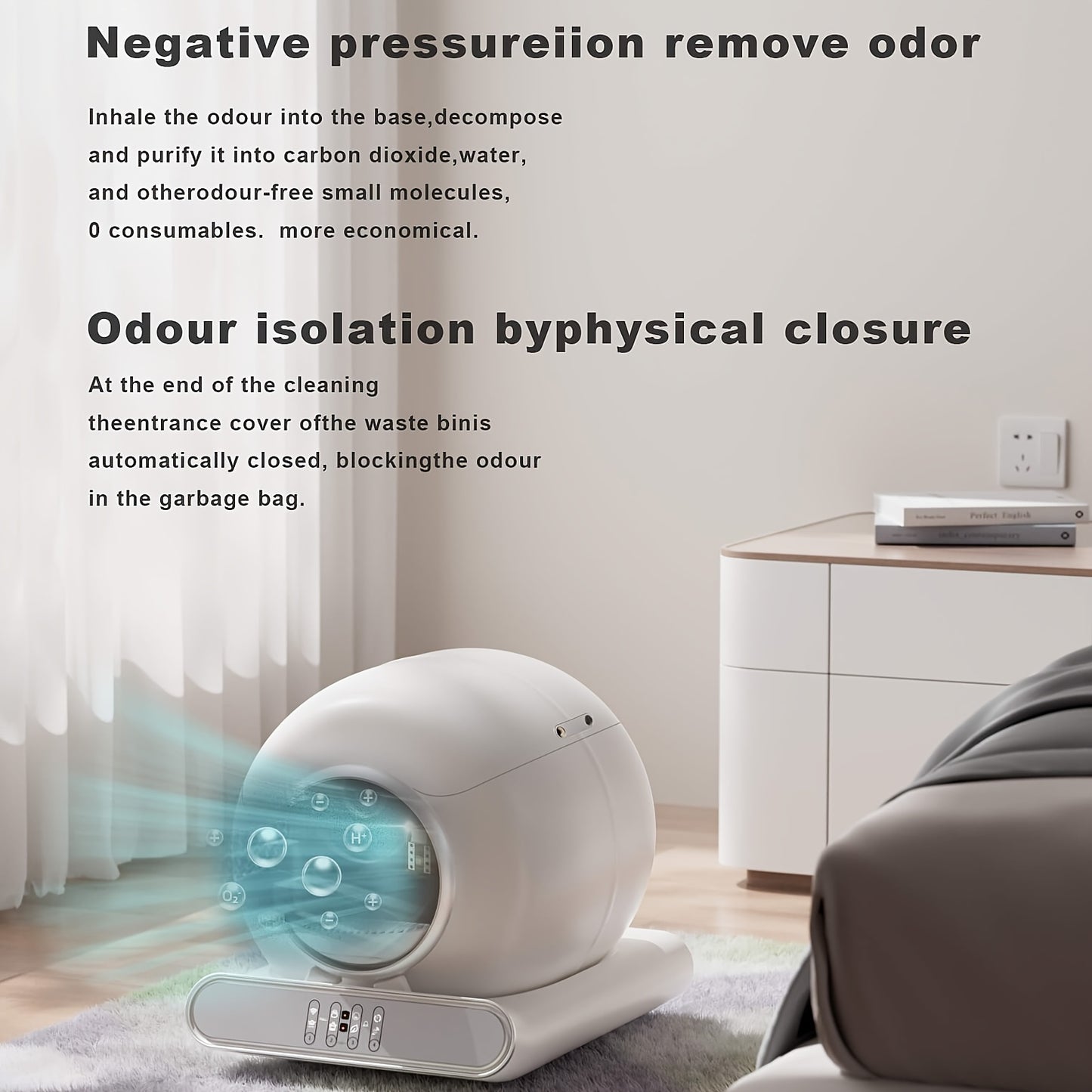 Upgraded Self-Cleaning Cat Litter Box - Self-Cleaning Box Odorless with Real-Time Monitoring And Safety Alarm