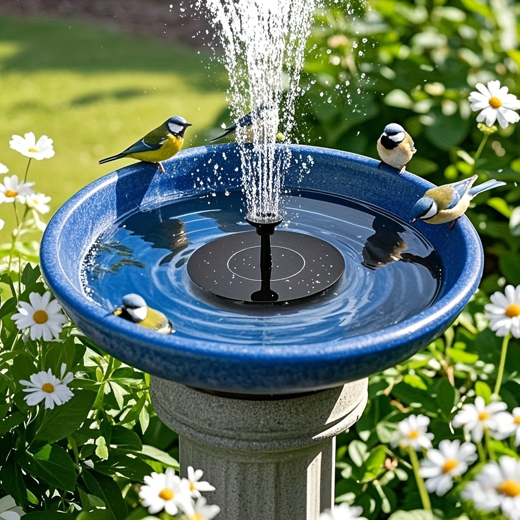Solar-Powered Automatic Fountain with 6 Nozzles,, for Blue Bird Bath for Gardens, Ponds, Fish Tanks & Outdoor Use – Durable Plastic Design with Solar Panel for Continuous Water Flow, Bird Bathing Station | Solar Birdbath | Energyefficient Pump, Solar Wate