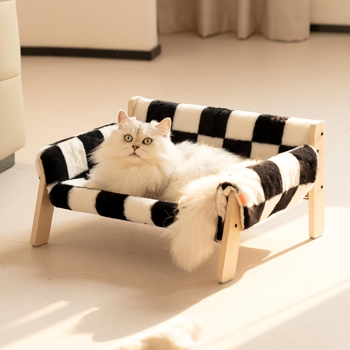 1pc Wooden Cat Couch Bed with Removable Mattress Cover - Elevated Pet Sofa for Indoor Cats, Kittens, Puppies, and Small Animals - Detachable Design, Suitable for Various Species