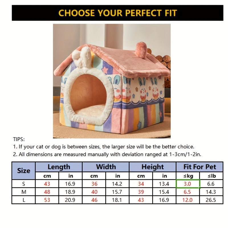 1pc Winter Warm Dog Kennel House, Four Seasons Universal, Detachable And Washable, Soft Cozy Dog Nest Dog Bed With Mat