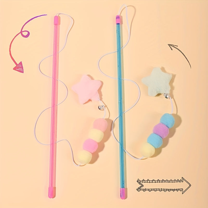 Interactive Cat Toy - Elastic Rope Plush Ball Star Shaped Pendant Teasing Stick For Endless Fun And Exercise