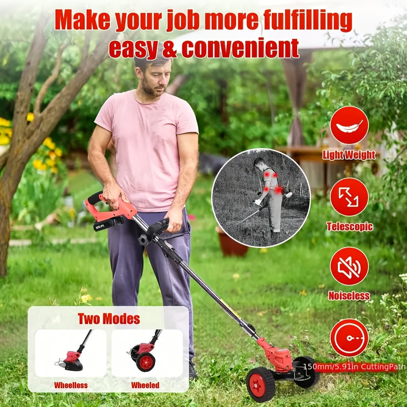 2025 New Cordless Electric Lawn Mower, Weed Eater/ Cordless Lawn Mower with 3 Models Blades And High Capacity Lithium-ion Battery, Lots Of Freebies, Suitable for Lawn Yard Garden, Family Birthday Gifts, Gifts for Dad Husband, Father's Day Gifts.