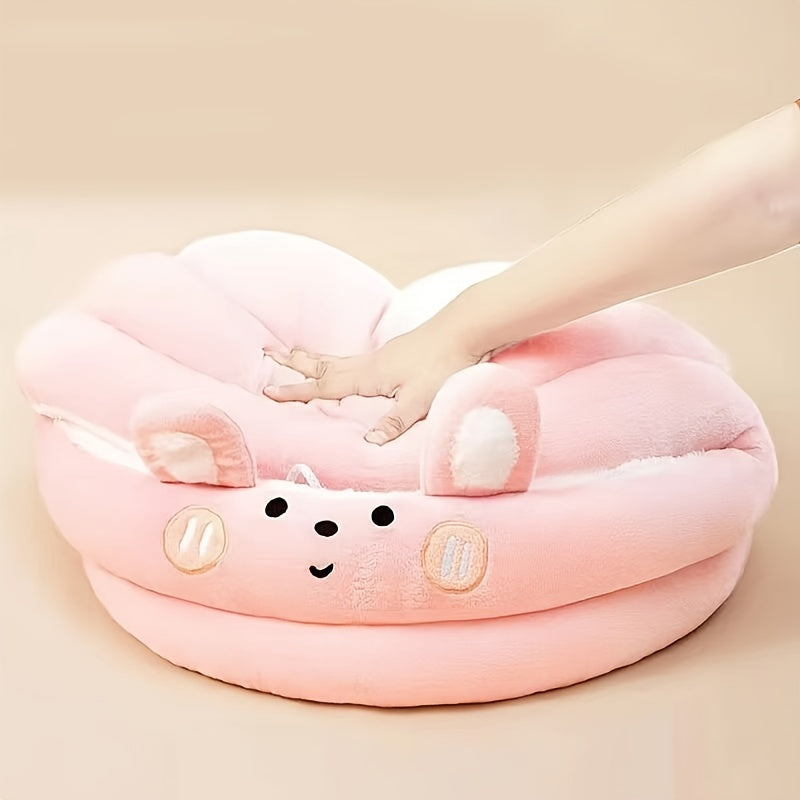 1pc New Plush Cute Cartoon Pet Supplies Cat Nest Dog Mat Home Four Seasons Semi-Enclosed Pet Bed