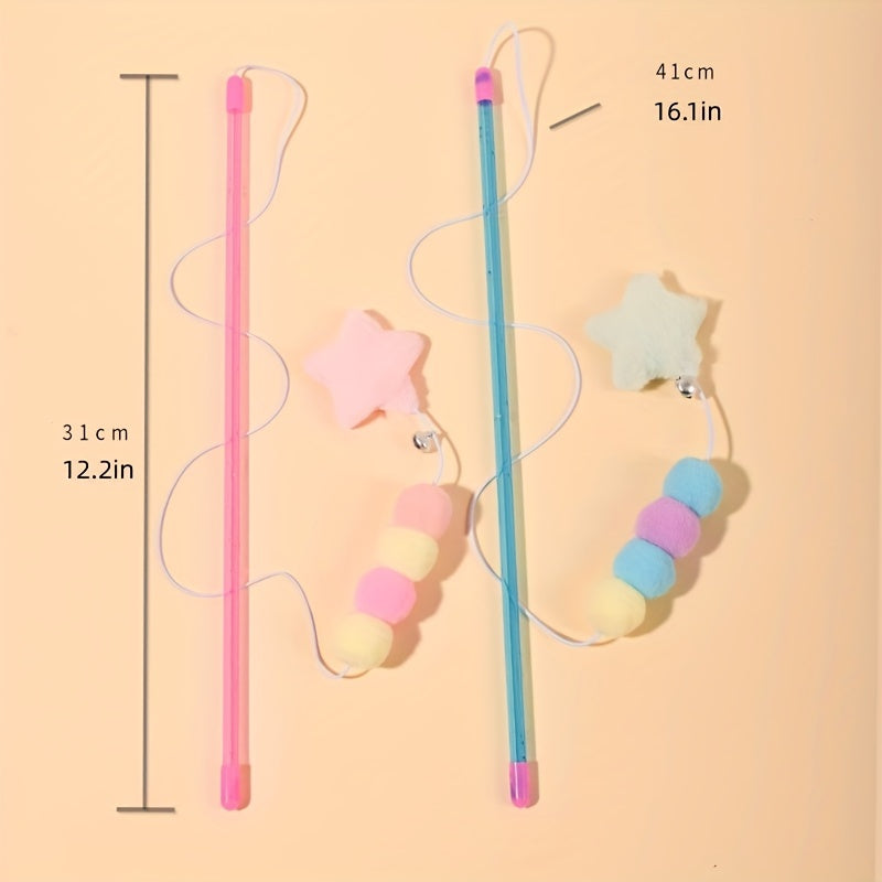 Interactive Cat Toy - Elastic Rope Plush Ball Star Shaped Pendant Teasing Stick For Endless Fun And Exercise