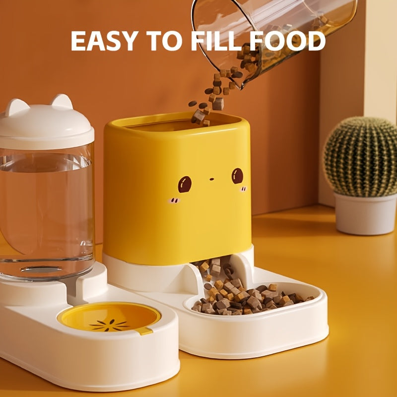 1pc Cat Food Automatic Feeder All-in-One Cute Cloud Cat Ear Feeder Household Pet Water Dispenser
