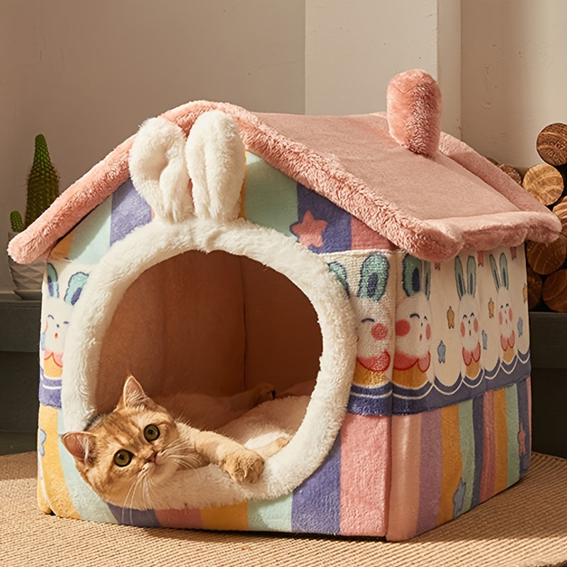 1pc Winter Warm Dog Kennel House, Four Seasons Universal, Detachable And Washable, Soft Cozy Dog Nest Dog Bed With Mat