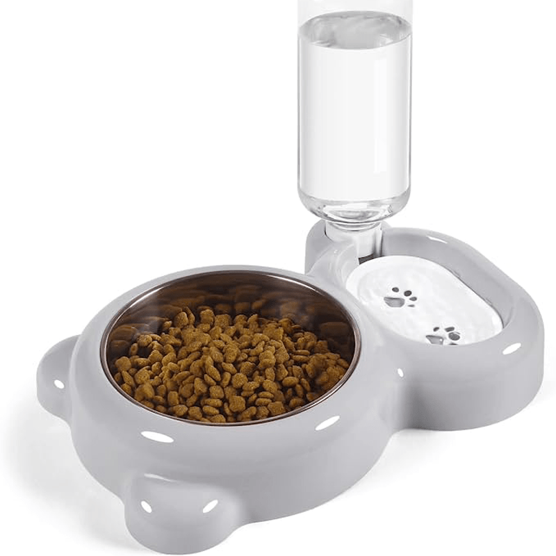 This Double Bowl Set & Automatic Water Dispenser Bottle for Keeping Your Pet Hydrated & Fed