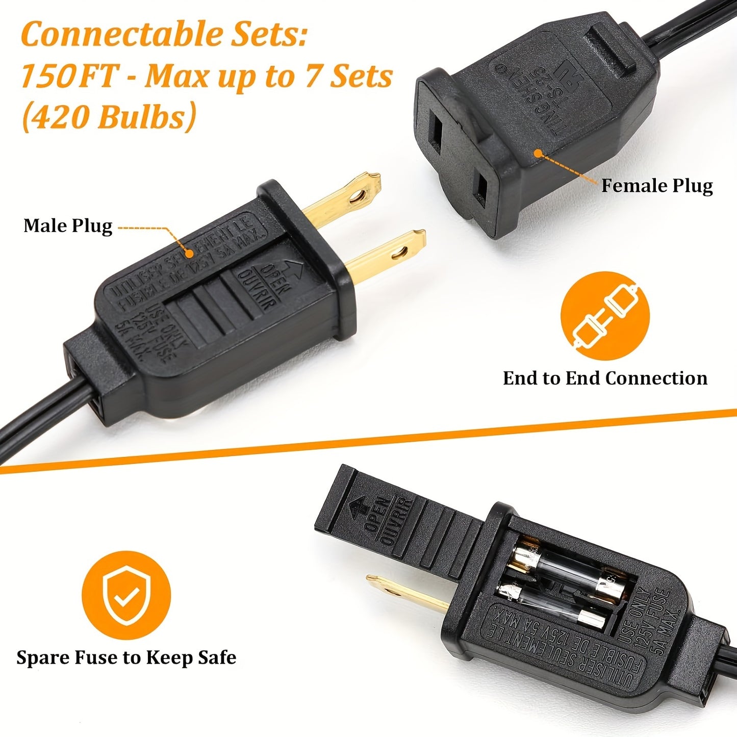 150FT LED Outdoor String Lights, Patio Deck Lights With 60+2 Shatterproof ST38 Edison Bulbs, Dimmable Warm White Outside Hanging Lights Connectable For Yard Backyard Porch Garden (Optional 50FT)