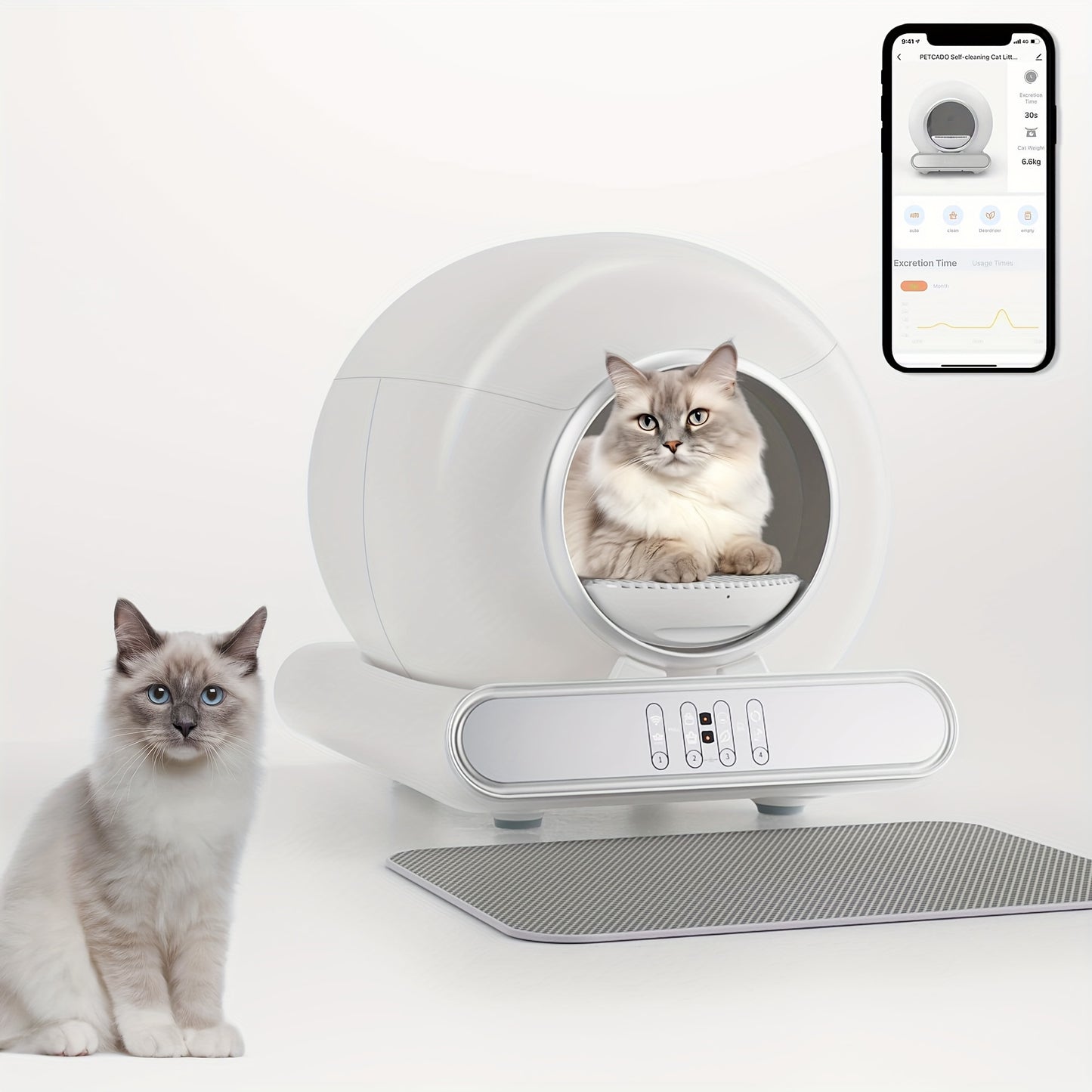Upgraded Self-Cleaning Cat Litter Box - Self-Cleaning Box Odorless with Real-Time Monitoring And Safety Alarm