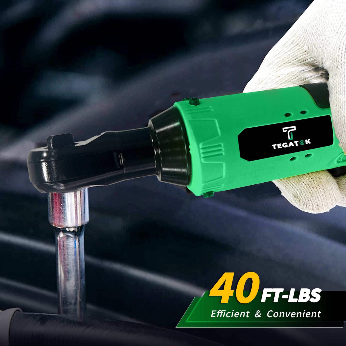 Tegatok 2/ 4pcs 12V Industrial Cordless Electric Wrench Set - 45NM 3/ 8" Ratchet Wrench, 45 Ft-lbs 400 RPM High-Torque Power Tool with 7 Sockets, Ideal for Car Repair, Nut Removal, and Heavy-Duty Applications