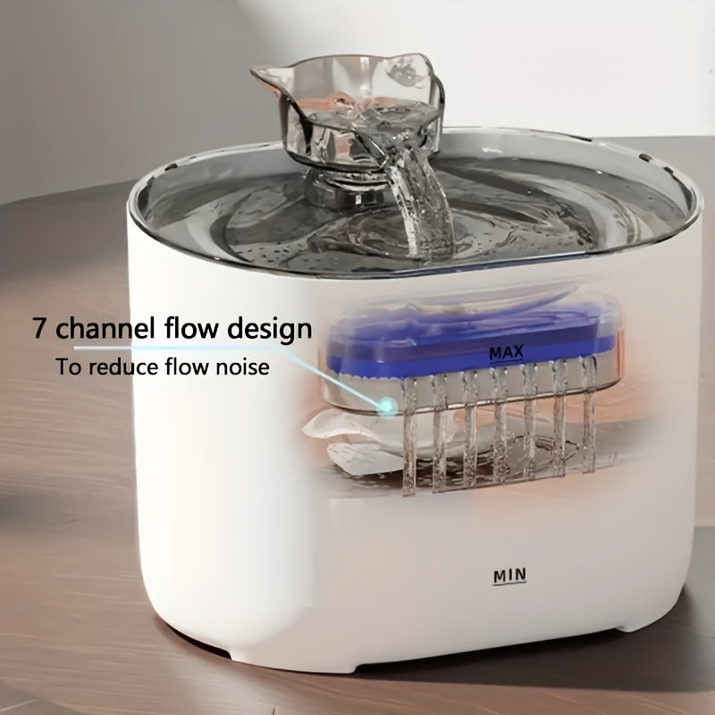 Cat Water Fountain 2.2L/74oz Cat Fountains Ultra Quiet Pet Fountains with Cat-Shaped Spout, Water Fountains for Cats Indoor-Cat Drinking Dispenser,USB power supply, Without Battery