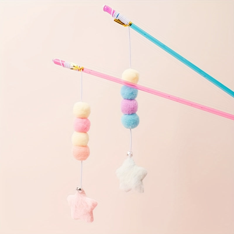 Interactive Cat Toy - Elastic Rope Plush Ball Star Shaped Pendant Teasing Stick For Endless Fun And Exercise