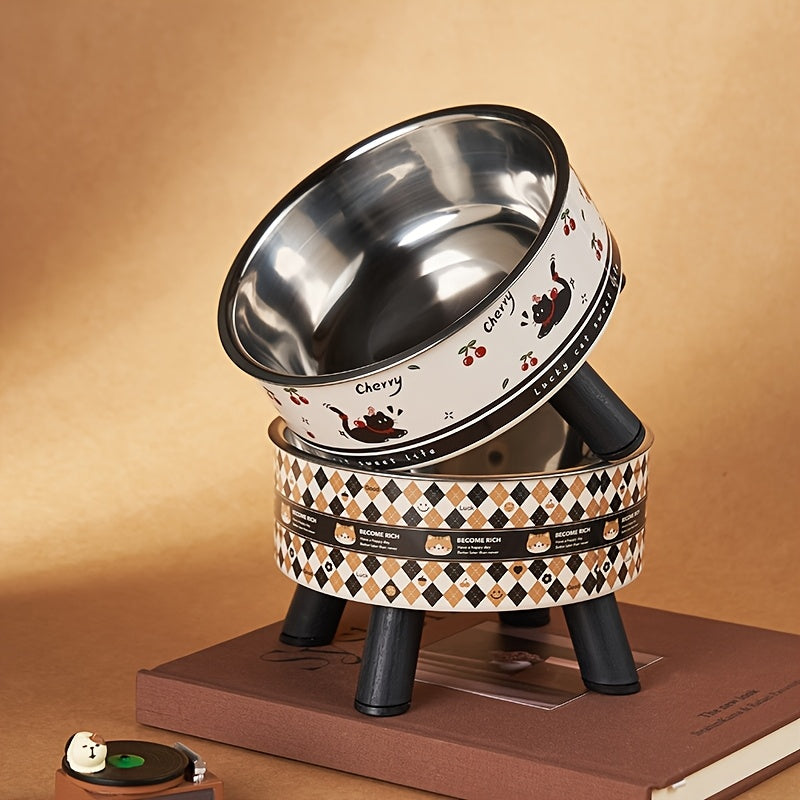 Cat Bowl, Elevated Stainless Steel Feeder with Non-Slip Base, 13.5 Ounce Cat Water Bowl, Pet Feeding or Water Bowl, Suitable for Cats and Small Dogs Feeding Bowl for Neck Protection