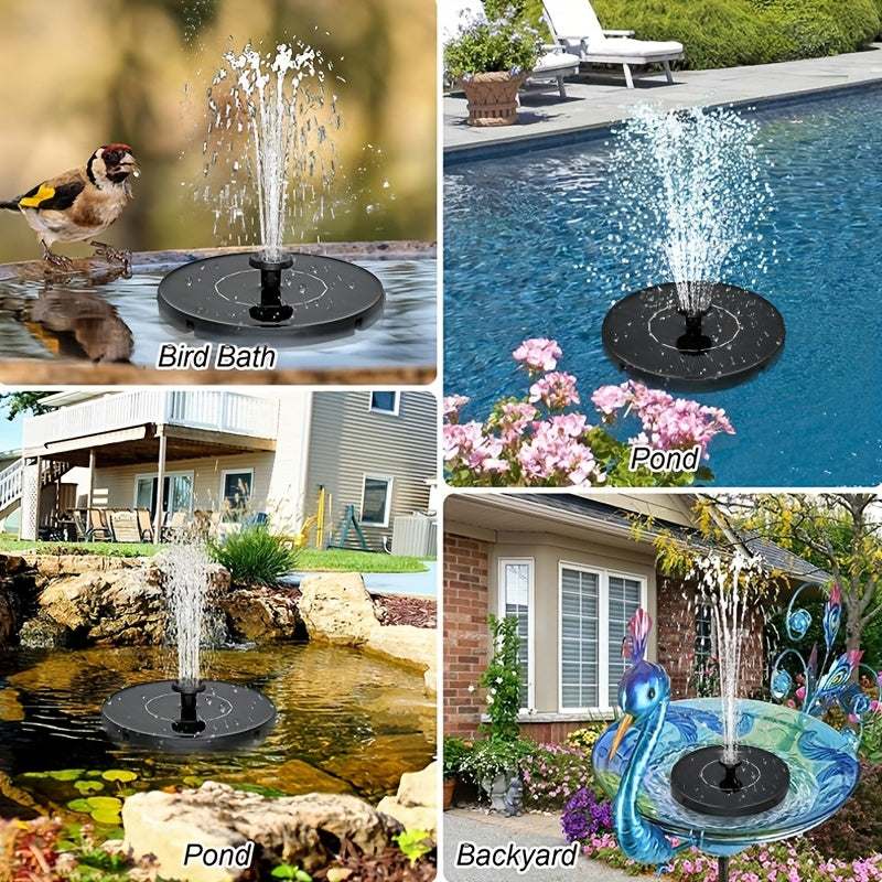 Solar-Powered Automatic Fountain with 6 Nozzles,, for Blue Bird Bath for Gardens, Ponds, Fish Tanks & Outdoor Use – Durable Plastic Design with Solar Panel for Continuous Water Flow, Bird Bathing Station | Solar Birdbath | Energyefficient Pump, Solar Wate
