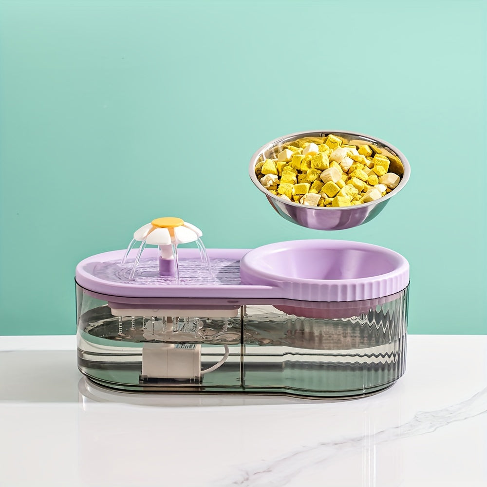 1pc PetPure Automatic Cat Water Dispenser and Elevated Feeder, 3L/101oz Stainless Steel, USB Powered, ≤36V, No Battery, Large Capacity Drinking Fountain for Cats and Small Dogs, Promotes Hydration & Healthy Eating