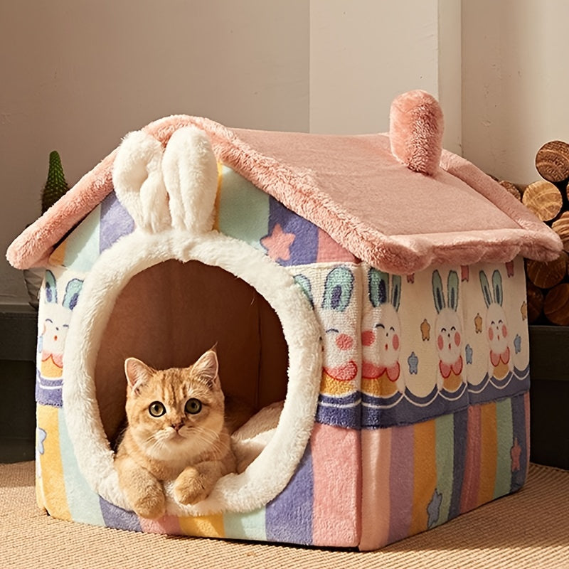 1pc Winter Warm Dog Kennel House, Four Seasons Universal, Detachable And Washable, Soft Cozy Dog Nest Dog Bed With Mat