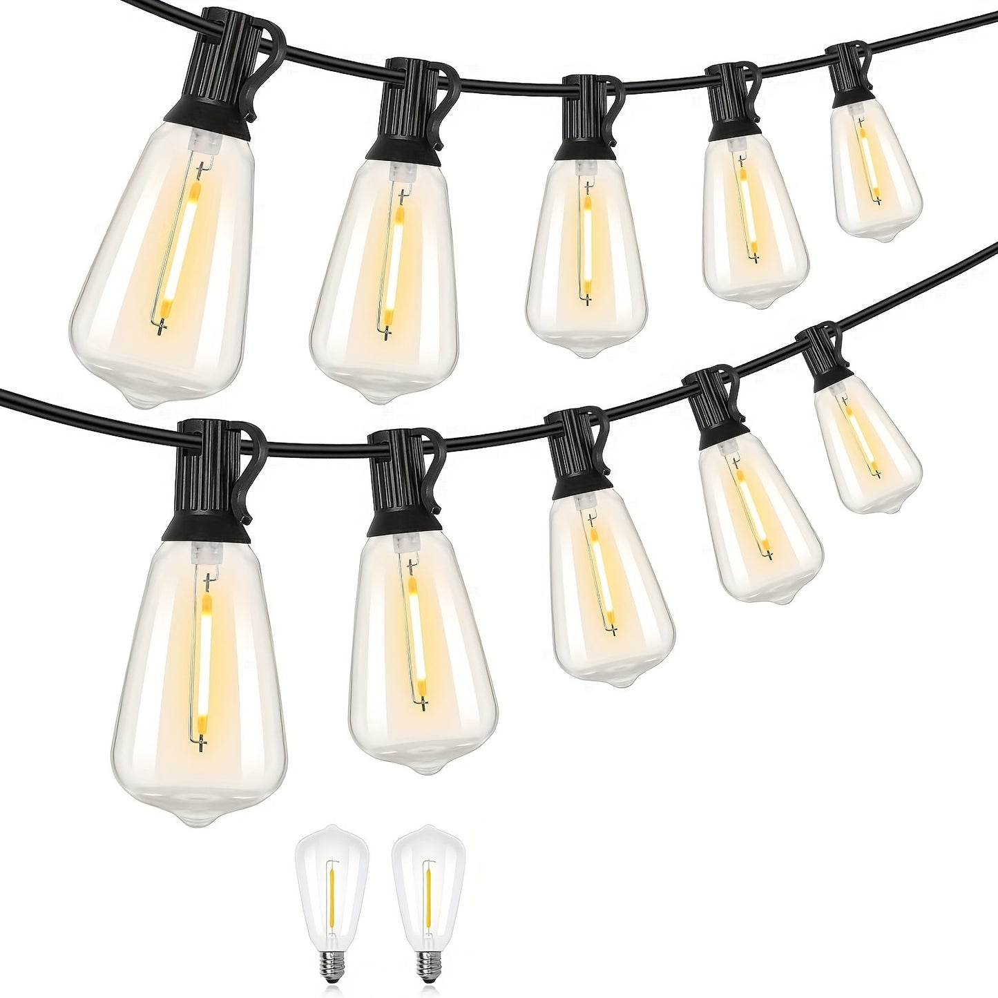 150FT LED Outdoor String Lights, Patio Deck Lights With 60+2 Shatterproof ST38 Edison Bulbs, Dimmable Warm White Outside Hanging Lights Connectable For Yard Backyard Porch Garden (Optional 50FT)