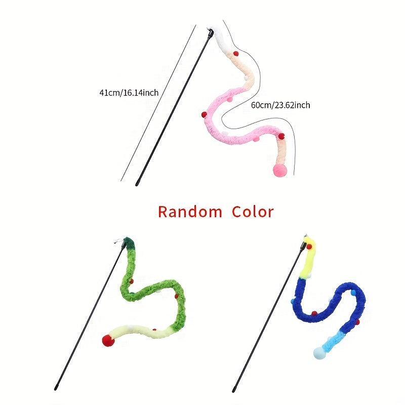 Pawsitively Engaging Cat Toy - Plush Wiggly Wand with Teasing Stick for Kitten Playtime Adventures - Interactive Fun and Exercise Bonding Toy for Pets