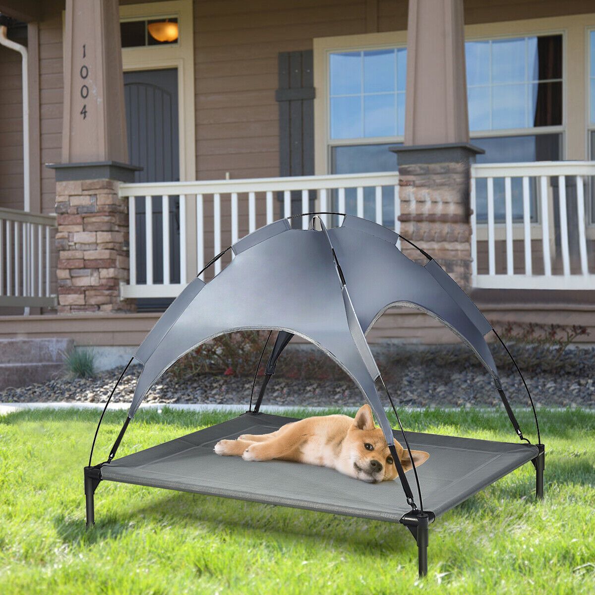 Costway Exlarge Elevated Raised Dog Pet Bed Cot Puppy Tent Waterproof Removeable Canopy