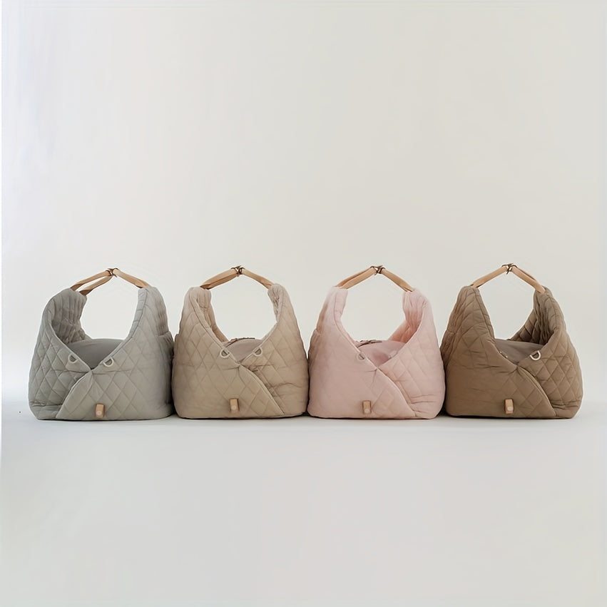 [Durable Polyester] Light Gray Quilted Pet Car Seat with Leash | Durable Polyester | Secure Straps & Adjustable Headrest Pillow | Pet Travel | Outdoor Adventures | Secure Pet Carrier