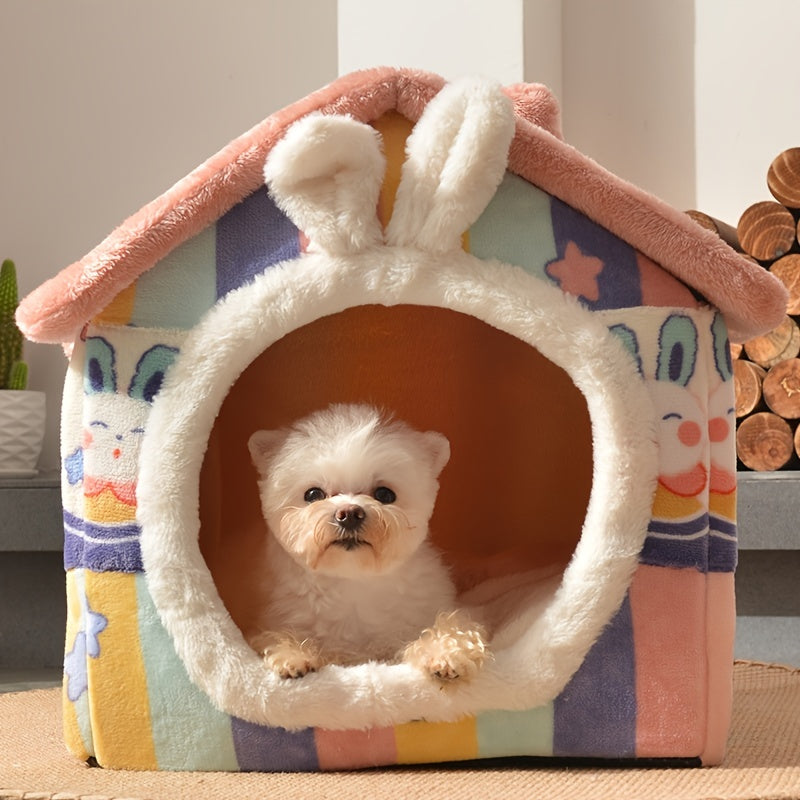 1pc Winter Warm Dog Kennel House, Four Seasons Universal, Detachable And Washable, Soft Cozy Dog Nest Dog Bed With Mat