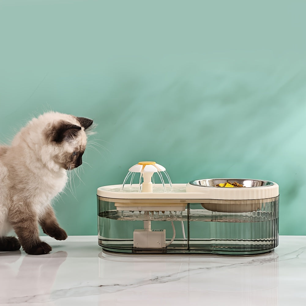 1pc PetPure Automatic Cat Water Dispenser and Elevated Feeder, 3L/101oz Stainless Steel, USB Powered, ≤36V, No Battery, Large Capacity Drinking Fountain for Cats and Small Dogs, Promotes Hydration & Healthy Eating