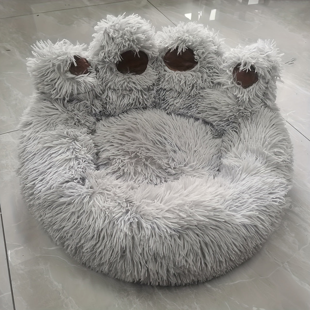 Luxury Plush Cat Bed with Cozy Bear Paw Design, Comfortable Pet House Sofa for Cats and Small Dogs, Nylon Material with Non-Skid Bottom, Pet Cushion with Unique Filling - Pack of 1