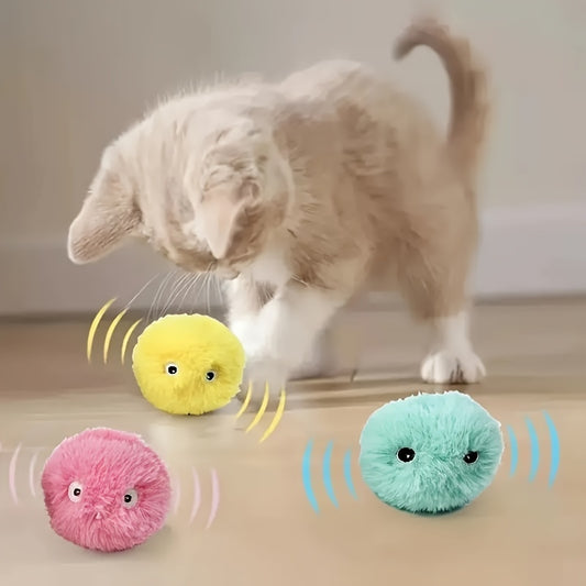 [Interactive Plush Toy] Interactive Plush Toy Ball for Cats - a Self-Entertaining Gadget That Makes Sounds - a Training Toy That Fluffy Cats Adore
