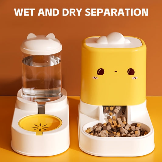 1pc Cat Food Automatic Feeder All-in-One Cute Cloud Cat Ear Feeder Household Pet Water Dispenser