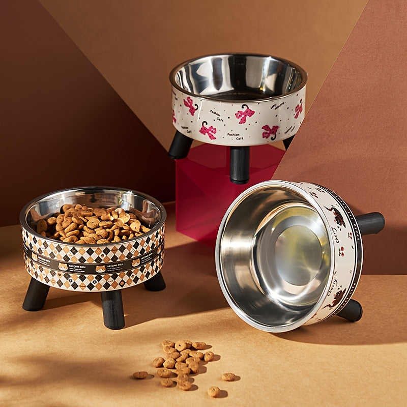 Cat Bowl, Elevated Stainless Steel Feeder with Non-Slip Base, 13.5 Ounce Cat Water Bowl, Pet Feeding or Water Bowl, Suitable for Cats and Small Dogs Feeding Bowl for Neck Protection