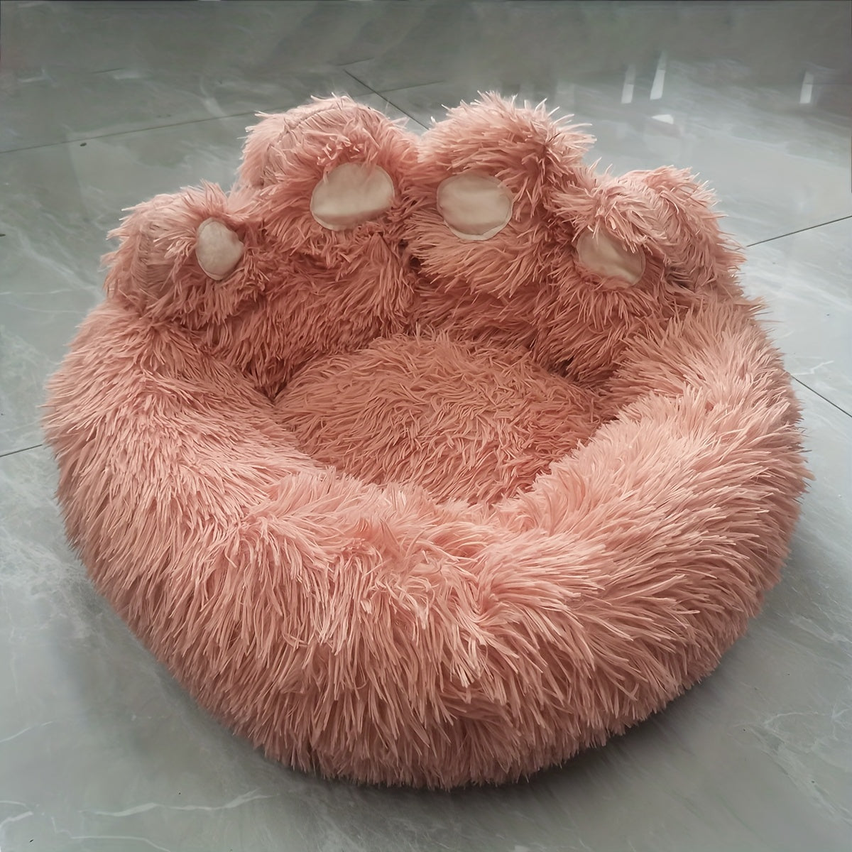 Luxury Plush Cat Bed with Cozy Bear Paw Design, Comfortable Pet House Sofa for Cats and Small Dogs, Nylon Material with Non-Skid Bottom, Pet Cushion with Unique Filling - Pack of 1