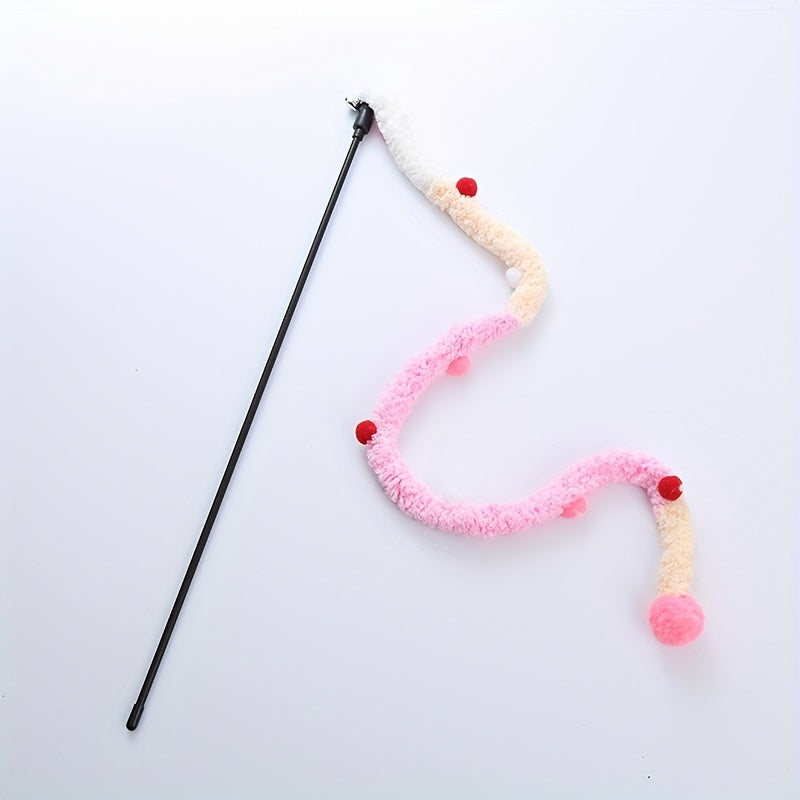 Pawsitively Engaging Cat Toy - Plush Wiggly Wand with Teasing Stick for Kitten Playtime Adventures - Interactive Fun and Exercise Bonding Toy for Pets