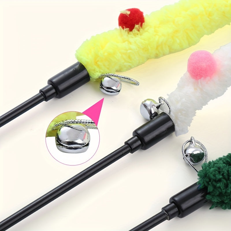 Pawsitively Engaging Cat Toy - Plush Wiggly Wand with Teasing Stick for Kitten Playtime Adventures - Interactive Fun and Exercise Bonding Toy for Pets