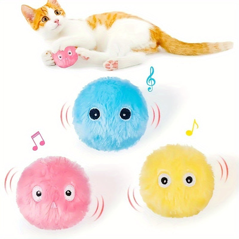 [Interactive Plush Toy] Interactive Plush Toy Ball for Cats - a Self-Entertaining Gadget That Makes Sounds - a Training Toy That Fluffy Cats Adore