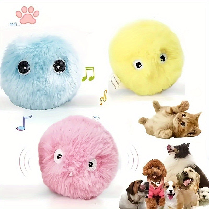 [Interactive Plush Toy] Interactive Plush Toy Ball for Cats - a Self-Entertaining Gadget That Makes Sounds - a Training Toy That Fluffy Cats Adore