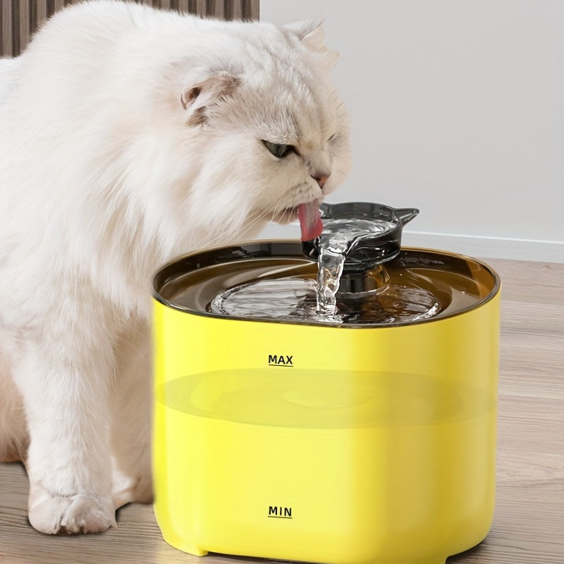 Cat Water Fountain 2.2L/74oz Cat Fountains Ultra Quiet Pet Fountains with Cat-Shaped Spout, Water Fountains for Cats Indoor-Cat Drinking Dispenser,USB power supply, Without Battery