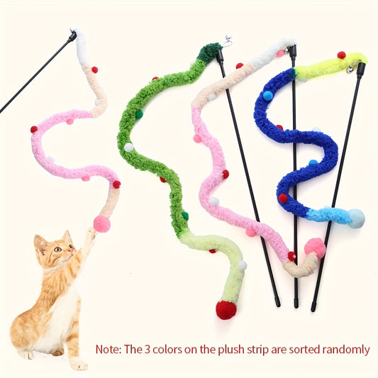 Pawsitively Engaging Cat Toy - Plush Wiggly Wand with Teasing Stick for Kitten Playtime Adventures - Interactive Fun and Exercise Bonding Toy for Pets