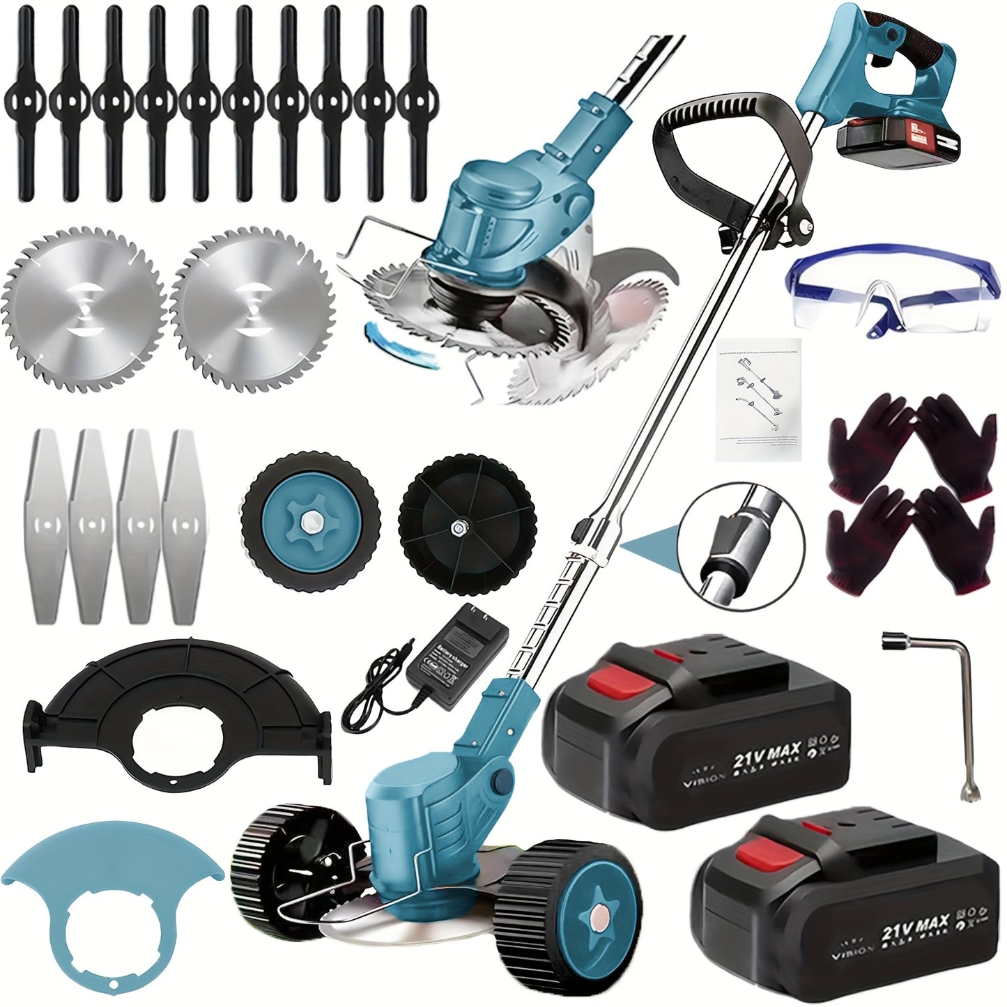 2025 New Cordless Electric Lawn Mower, Weed Eater/ Cordless Lawn Mower with 3 Models Blades And High Capacity Lithium-ion Battery, Lots Of Freebies, Suitable for Lawn Yard Garden, Family Birthday Gifts, Gifts for Dad Husband, Father's Day Gifts.