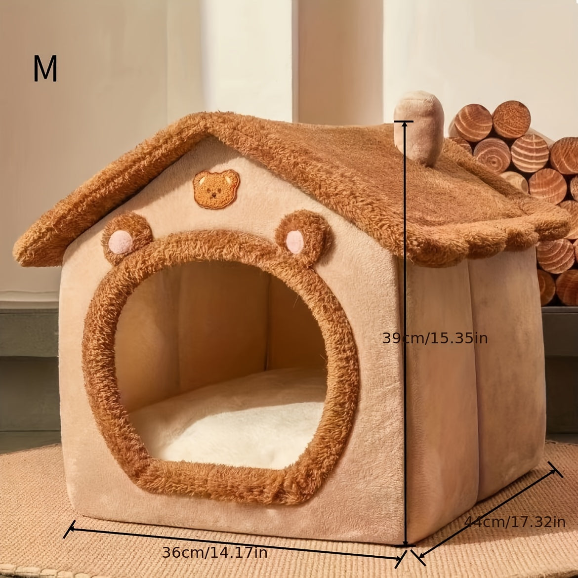 1pc Removable and Washable Pet Bed House, Soft and Comfortable Winter Warm Cat Bed Puppy Cave Nest for Christmas Gift