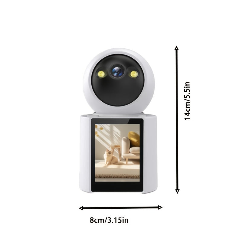 Home Pet Camera, a Home Camera with Built-In Screen, Equipped with Two-Way Audio, Night Vision, And Video Calling Functions, Used for Pet And Home Safety, Without Battery