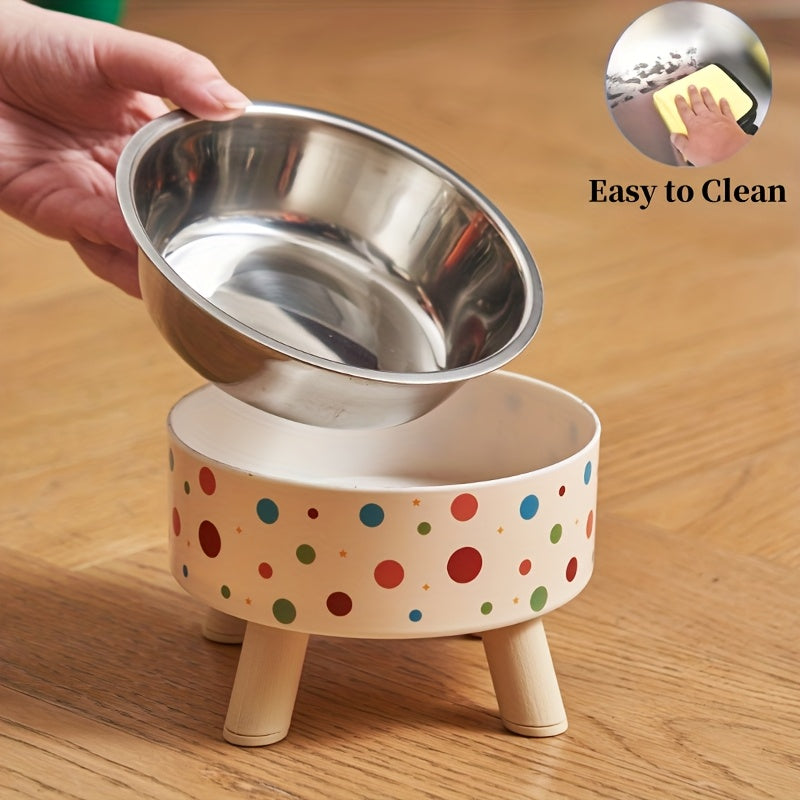 Cat Bowl, Elevated Stainless Steel Feeder with Non-Slip Base, 13.5 Ounce Cat Water Bowl, Pet Feeding or Water Bowl, Suitable for Cats and Small Dogs Feeding Bowl for Neck Protection