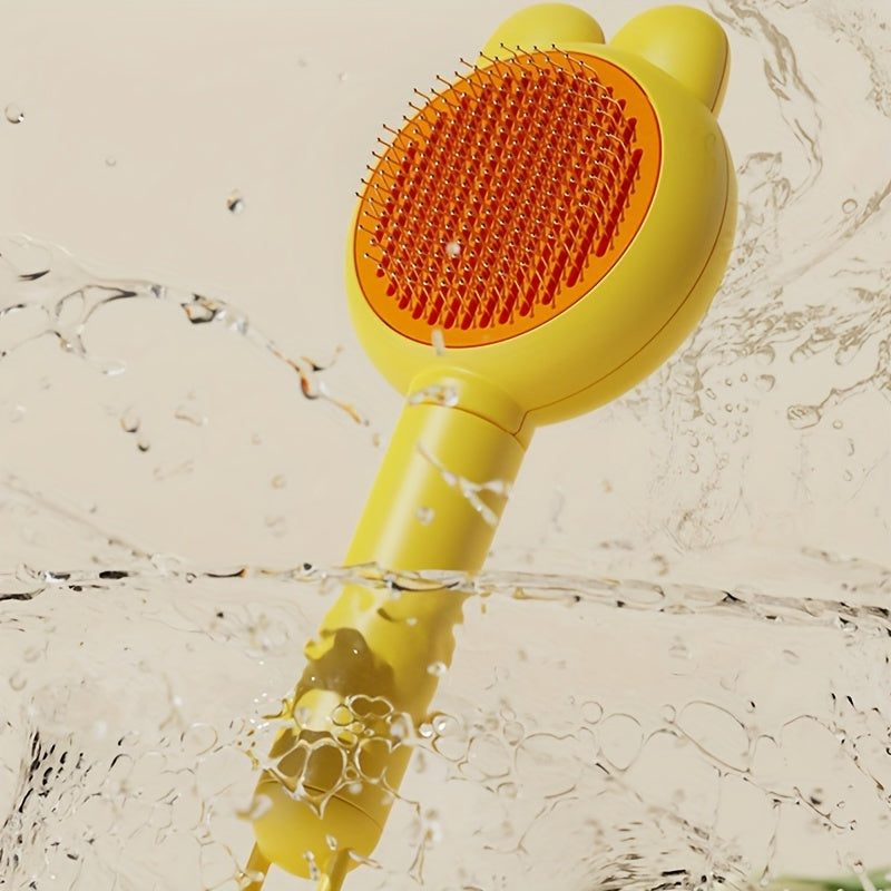 PetPro Self-Cleaning Slicker Brush - Stainless Steel Bristles, Ergonomic Grip, Durable | 1pc Pet Grooming Tool for Cats and Dogs